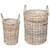 vidaXL Cesta de Plantas con almacenamiento 2 pcs Gris Rat&aacute;n Kubu
