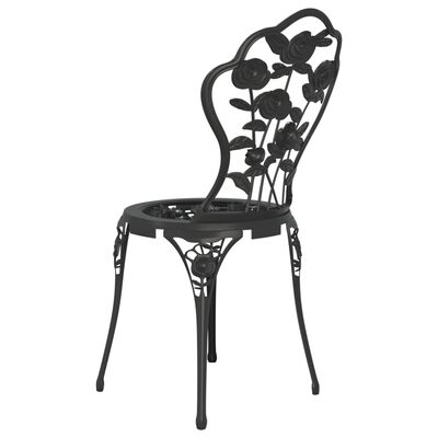 vidaXL Mesa y sillas de bistró 3 piezas aluminio fundido negro
