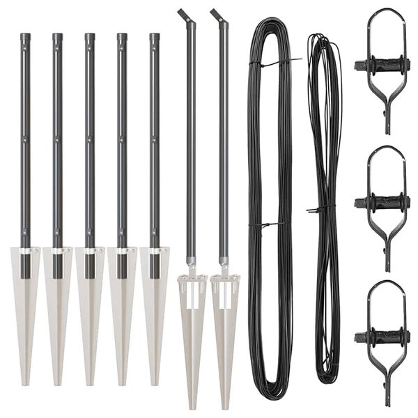 vidaXL Postes de cerca Manual 7 pcs Gris Ø32mm 60 cm Acero galvanizado