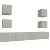 vidaXL Set de muebles de TV 6 pzas madera contrachapada gris hormigón