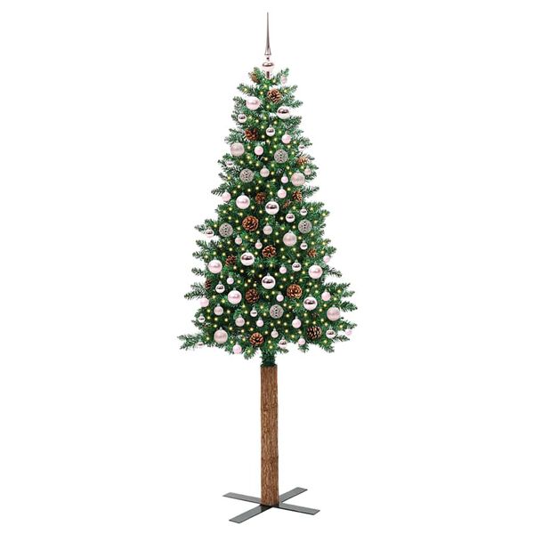 vidaXL &Aacute;rbol de Navidad Delgado con 300 LED con soporte Verde 210 cm