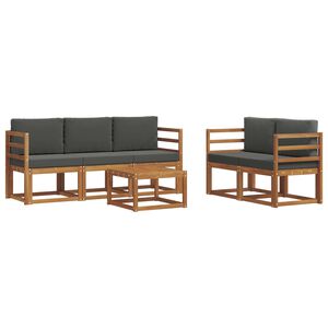 vidaXL Conjunto de sof&aacute;s de exterior 6 pcs Natural y Antracita