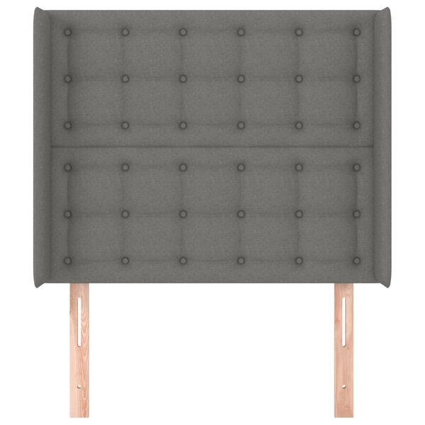 vidaXL Cabecero con orejas de tela gris oscuro 83x16x118/128 cm
