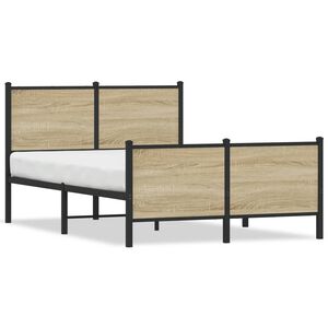 vidaXL Estructura de cama sin colch&oacute;n metal roble Sonoma 120x190 cm