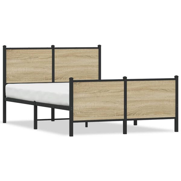 vidaXL Estructura de cama sin colchón metal roble Sonoma 120x190 cm