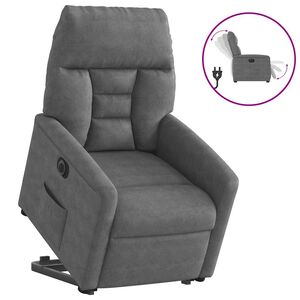 vidaXL Sill&oacute;n el&eacute;ctrico reclinable elevable tela microfibra gris