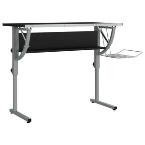 vidaXL Mesa de dibujo madera y acero negro y gris 110x53x(58-87) cm