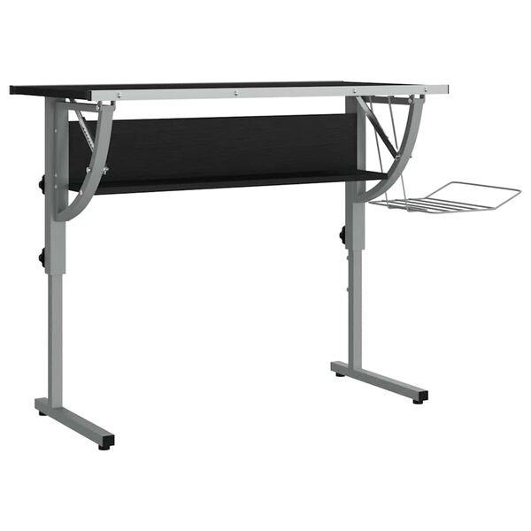 vidaXL Mesa de dibujo madera y acero negro y gris 110x53x(58-87) cm