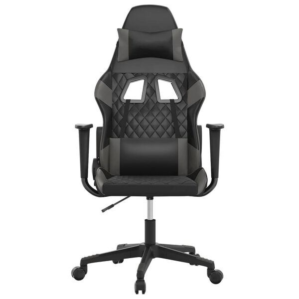 vidaXL Silla gaming cuero sintético negro y gris