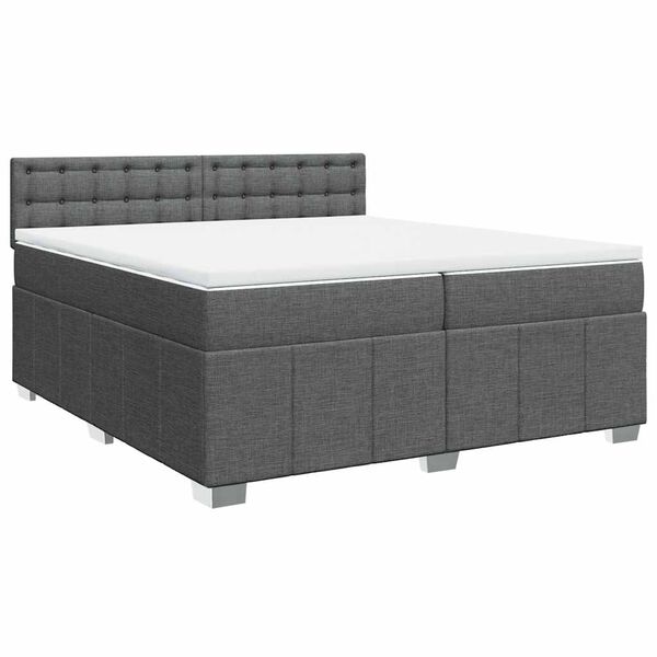 vidaXL Cama box spring con colch&oacute;n tela gris oscuro 200x200 cm