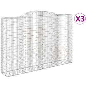 vidaXL Cestas de gaviones 3 uds forma de arco hierro 300x50x200/220 cm