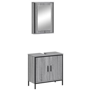 vidaXL Set de muebles de ba&ntilde;o 2 pzas madera contrachapada gris sonoma
