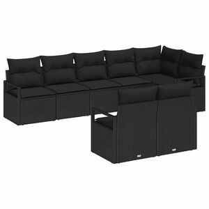 vidaXL Conjunto de sof&aacute;s de jard&iacute;n 8 pcs Negro rat&aacute;n sint&eacute;tico