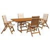 vidaXL Conjunto de comedor exterior con parasol 6 uds. 4 plaza