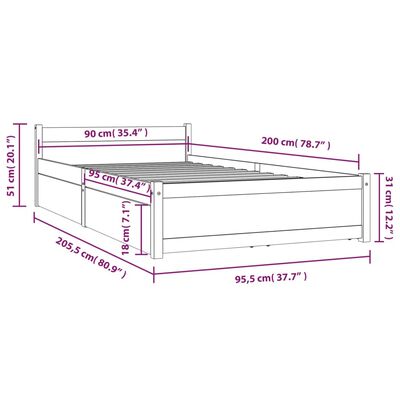 vidaXL Estructura de cama con cajones blanco 90x200 cm