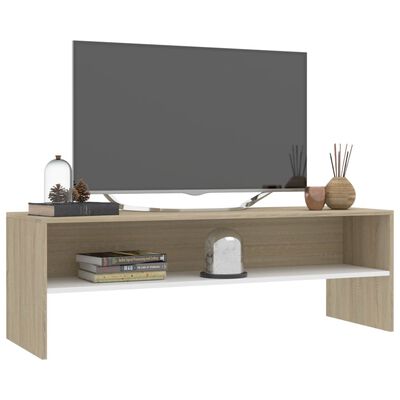 vidaXL Mueble de TV madera contrachapada blanco y roble 120x40x40cm