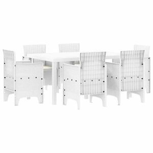 vidaXL Conjunto de Comedor de Jard&iacute;n 7 pcs Blanco Ratan Polt