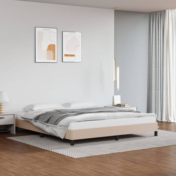 vidaXL Estructura cama sin colch&oacute;n cuero sint&eacute;tico capuchino 160x200cm