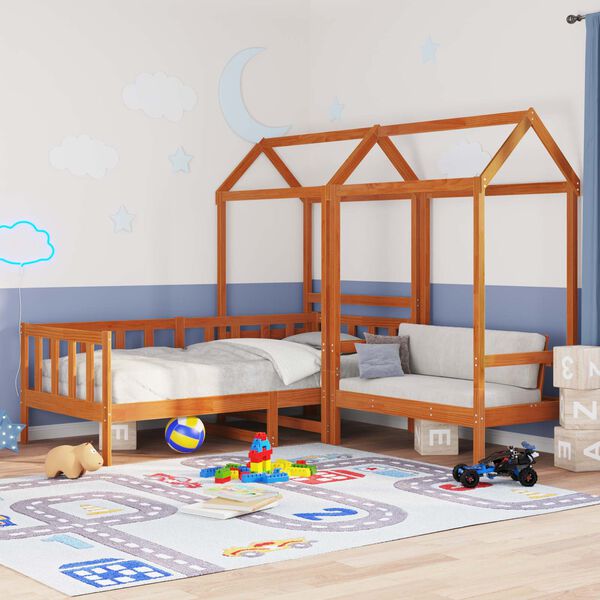 vidaXL Juego de Cama de D&iacute;a Marr&oacute;n Cera 90 x 200 cm Pino macizo