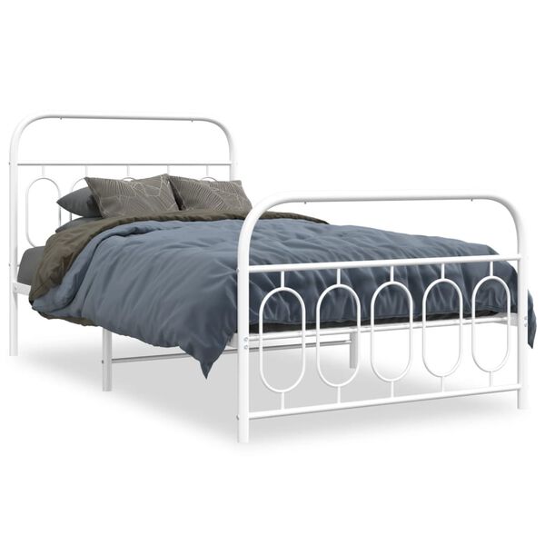 vidaXL Estructura cama sin colchón con estribo metal blanco 100x190 cm