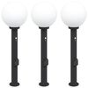 vidaXL Balizas de luz con sensor y tomacorriente, 3 unidades, 80 cm, color negro, IP44