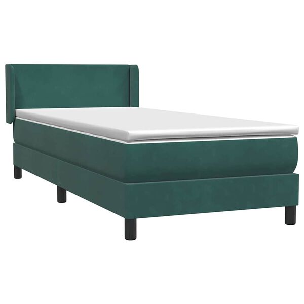vidaXL Cama box spring con colch&oacute;n terciopelo verde oscuro 100x220 cm