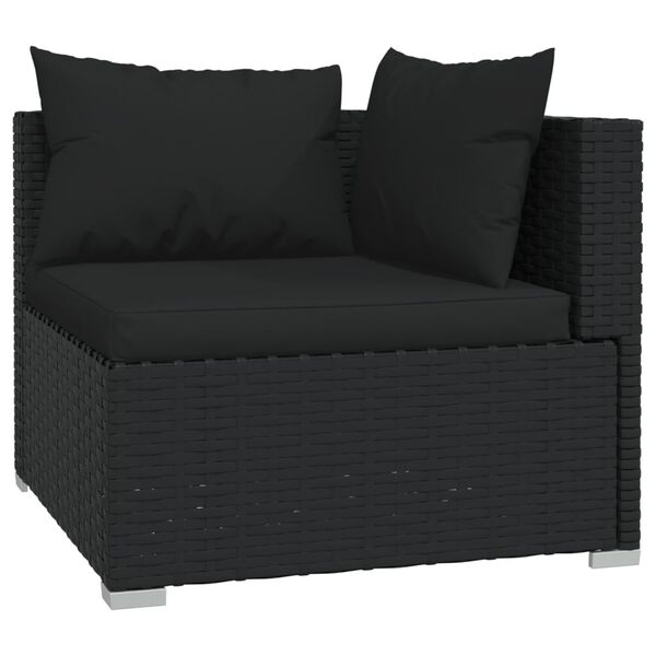 vidaXL Set muebles de jard&iacute;n 11 pzas y cojines rat&aacute;n sint&eacute;tico negro