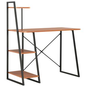 vidaXL Escritorio con estanter&iacute;a negro y marr&oacute;n 102x50x117 cm