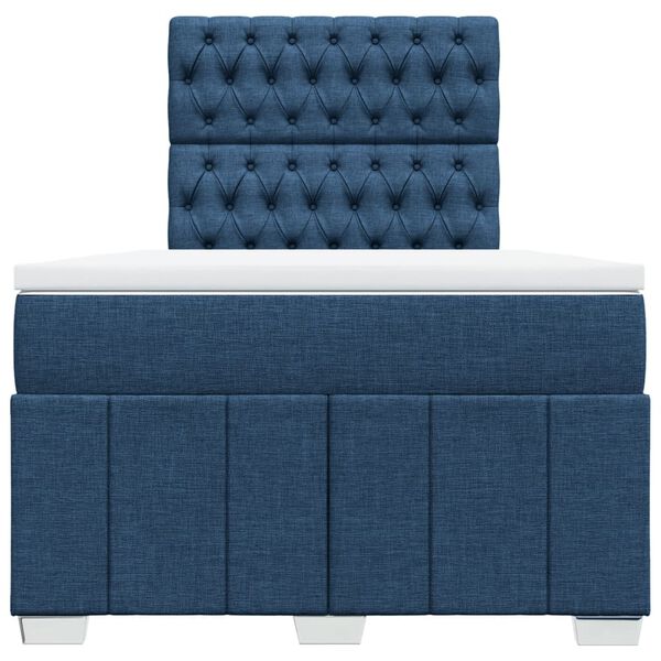 vidaXL Cama box spring con colch&oacute;n tela azul 120x190 cm