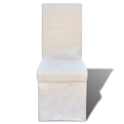 vidaXL Sillas de comedor 4 unidades de tela blanco crema
