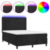 vidaXL Cama box spring colch&oacute;n y LED terciopelo negro 140x190 cm