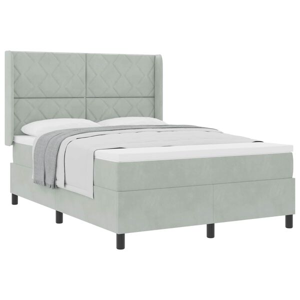 vidaXL Cama tipo Box Spring Gris Claro 140 x 190 cm Terciopelo