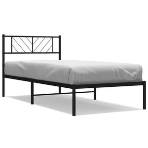 vidaXL Estructura cama sin colch&oacute;n con cabecero metal negro 107x203 cm