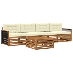 vidaXL Conjunto de sof&aacute;s de exterior 5 uds. Natural y Crema