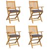 vidaXL Silla Plegable con coj&iacute;n 4 pcs Gris 49 x 57.5 x 92cm