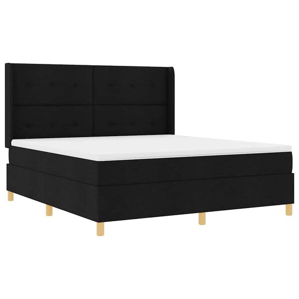 vidaXL Cama tipo Box Spring con colch&oacute;n Negro 180 x 200 cm tela