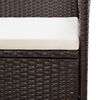 vidaXL Banco de jardín con cojín ratán sintético marrón