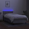 vidaXL Cama box spring colch&oacute;n y luces LED tela gris claro 90x200 cm
