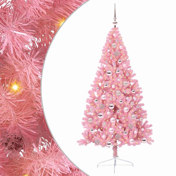 vidaXL &Aacute;rbol de Navidad Artificial Preiluminado Rosa 180 cm PVC