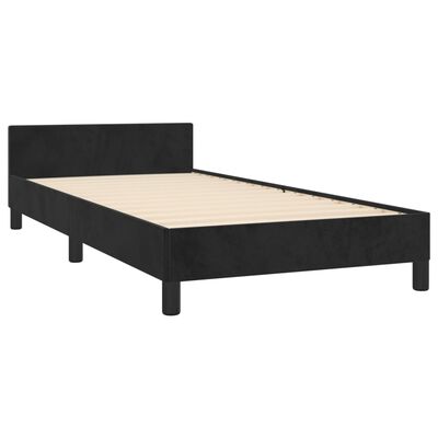 vidaXL Estructura de cama con cabecero de terciopelo negro 80x200 cm