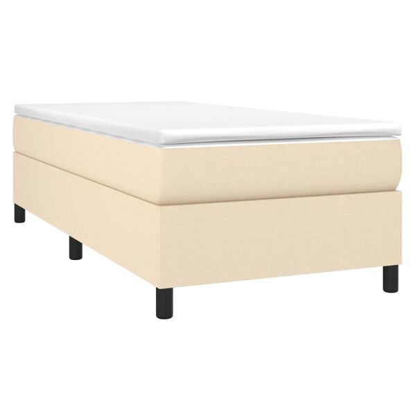 vidaXL Cama box spring con colch&oacute;n tela color crema 90x200 cm