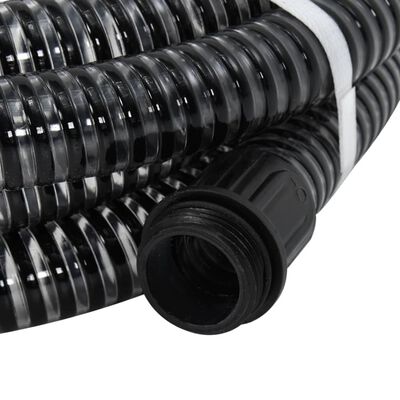 vidaXL Manguera de succión con conectores de latón PVC negro 29 mm 10m