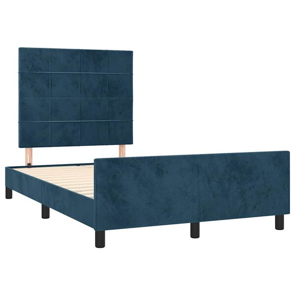 vidaXL Estructura de cama sin colch&oacute;n terciopelo azul oscuro 120x200cm