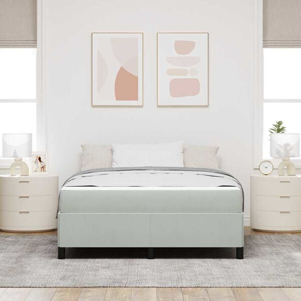 vidaXL Estructura de cama con colch&oacute;n Gris Claro 140 x 200 cm tela