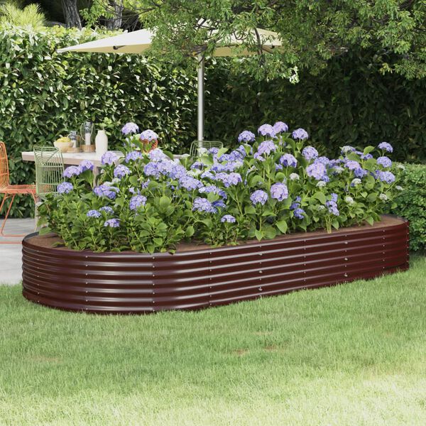 vidaXL Jardinera arriate acero galvanizado marr&oacute;n 296x140x36cm