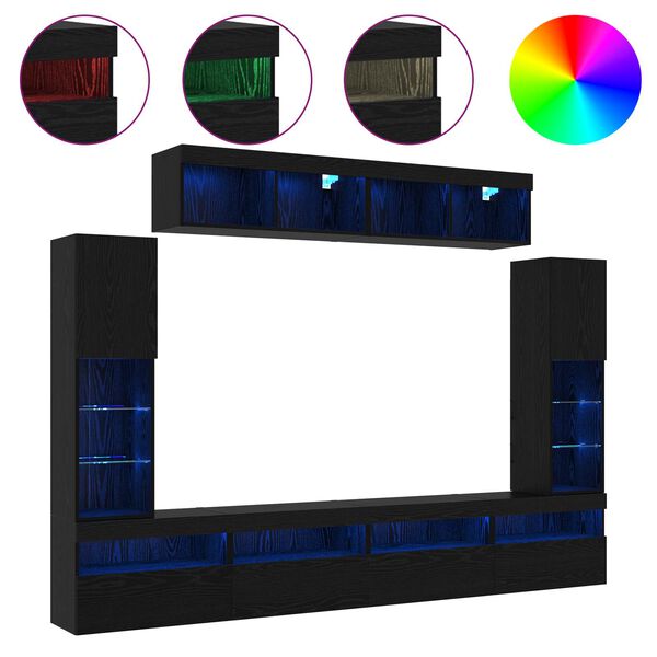 vidaXL Conjunto de mueble de TV 6 pcs Roble negro Madera contrachapada