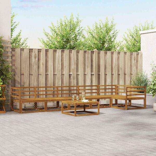 vidaXL Conjunto de sof&aacute;s de exterior 7 pcs Natural