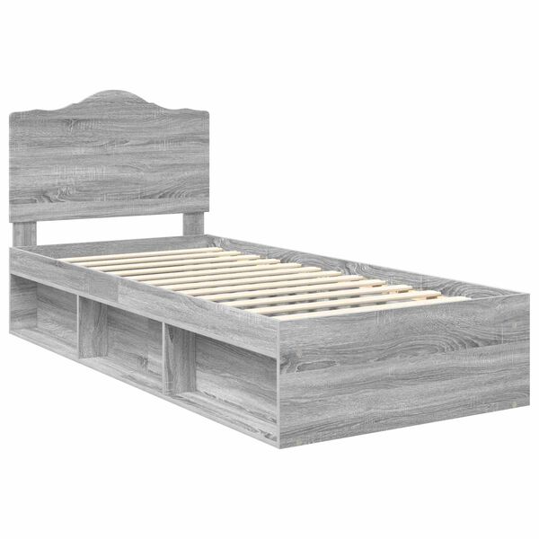vidaXL Estructura de cama con cabecera Gris Sonoma 90 x 200 cm