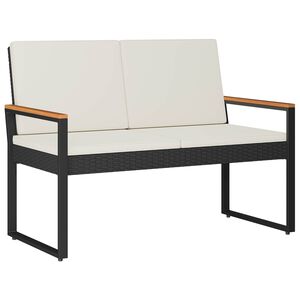 vidaXL Banco de exterior Negro y Blanco Crema 107 x 61 x 80 cm