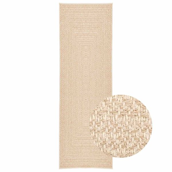 vidaXL Alfombra ZIZUR apariencia yute interior exterior beige 80x250cm